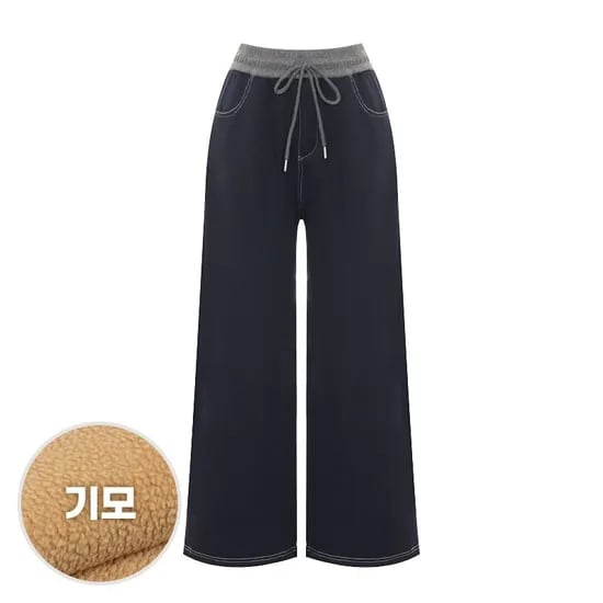 속기모 스티치 데님 밴딩 팬츠