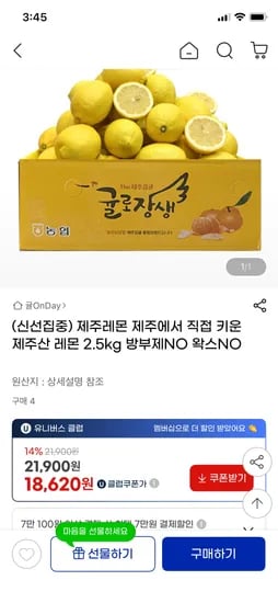 제주산 귤로장생 레몬 2.5kg