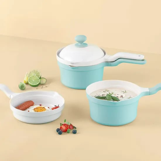 키친플라워 두두팟 세라믹 인덕션 편수+팬 세트 18cm
