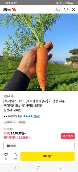 제주 햇 구좌당근 특 5kg