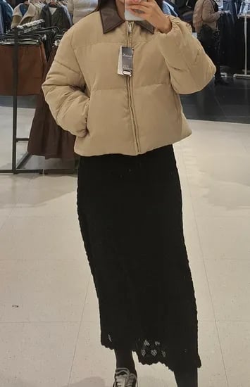 미쏘 카라배색 숏패딩