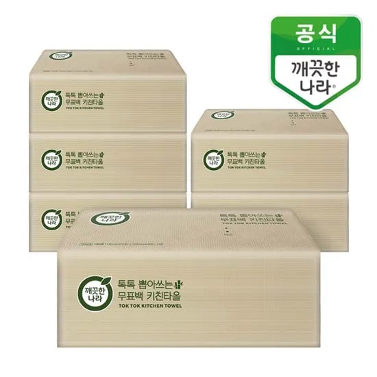 깨끗한나라 무표백 키친타올 100매 6입