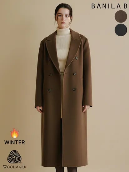 오버핏 울 더블 롱코트