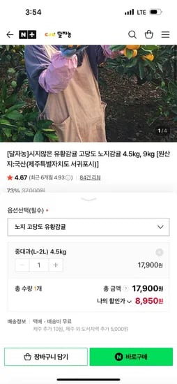 달자농 고당도 노지감귤 4.5kg