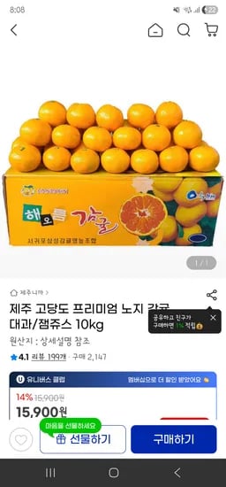 고당도 프리미엄 노지 감귤 쥬스 잼용 대과 10kg