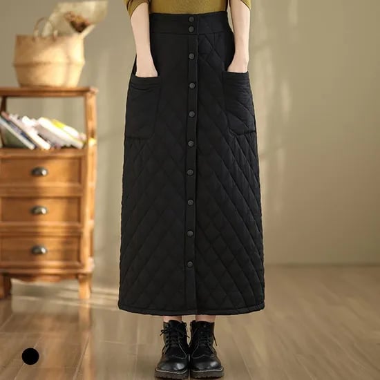 카라 롱스냅포인퀼팅스커트