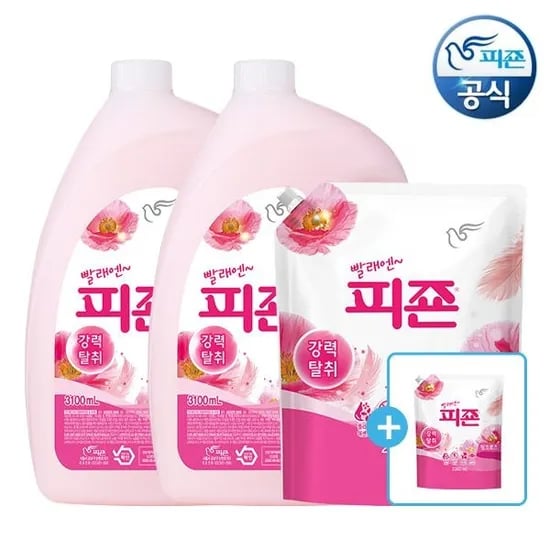 피죤 섬유유연제 3.1L 용기 2개 2.3L 리필 2개