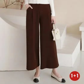 프롬하트 멜로 핀턱 기모 와이드팬츠 1+1