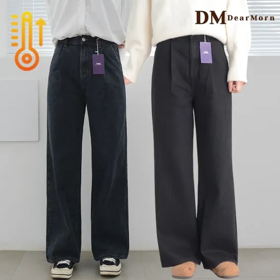 기모 5컬러 핀턱 와이드 밴딩 청바지