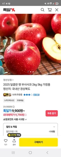 2025 달콤한 햇 부사사과 2kg