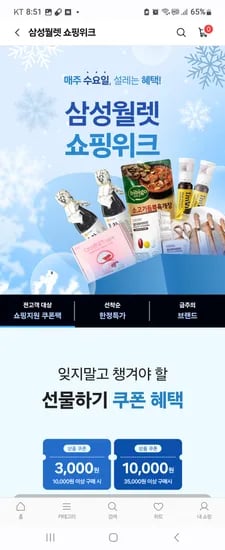 삼성월렛 쇼핑위크 990원딜 10시오픈 100원딜 선물하기도 오픈예정