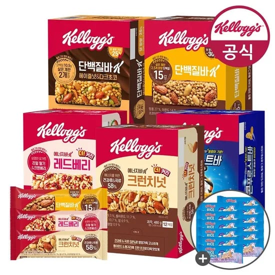 켈로그 에너지바 크런치넛 12개 레드베리 12개 유니콘 12개
