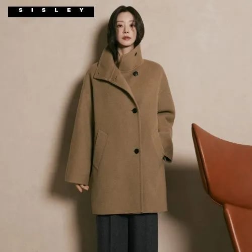 시슬리 모나미 후드 중기장 패딩