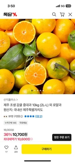 제주 조생감귤 중대과 10kg
