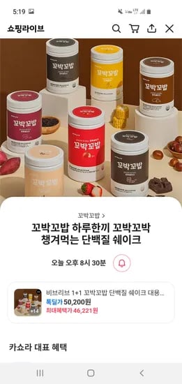 비브리브 꼬박꼬밥 단백질쉐이크 대용량 600g 2통