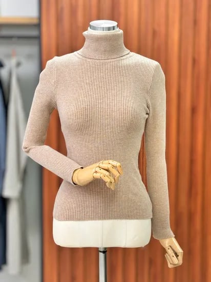 르샵 목폴라 슬림핏 골지 니트
