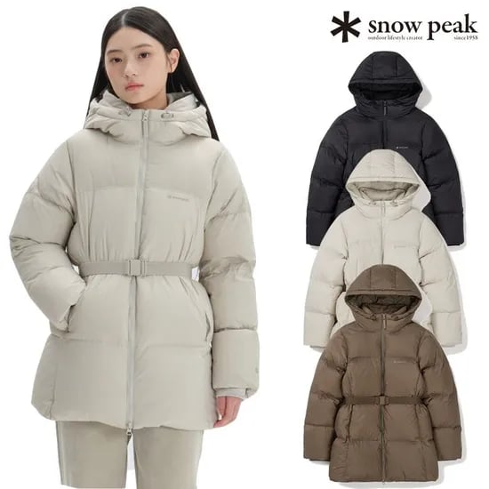 스노우피크 티피코 여성 후드 벨티드 다운 자켓