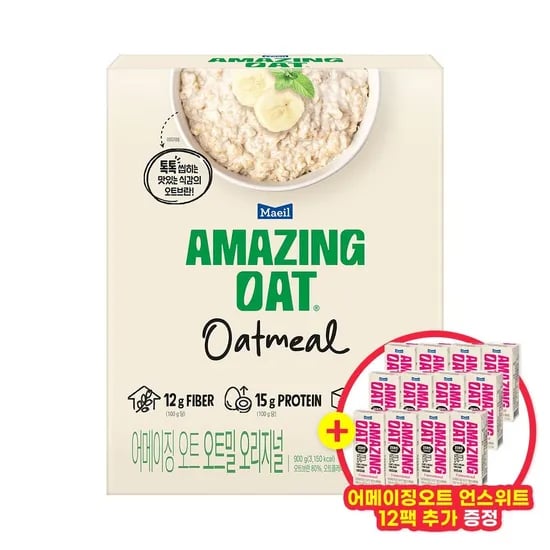 어메이징오트 오트밀 오리지널 900g 1개 언스위트 190ml 12입