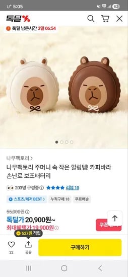 카피바라 손난로 겸 보조배터리
