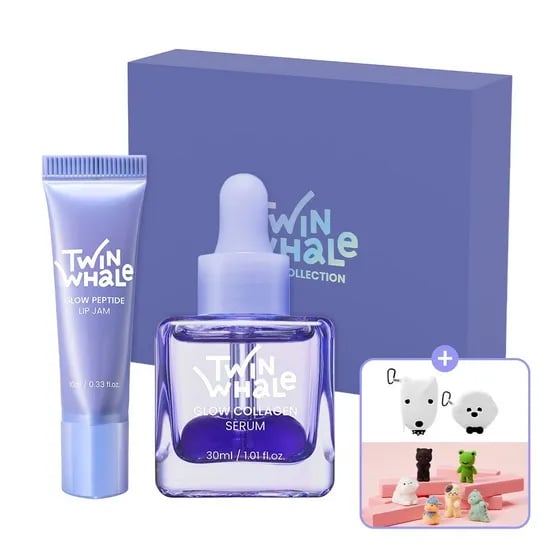 트윈웨일 글로우 세트 세럼 30ml 립잼 10ml 키링