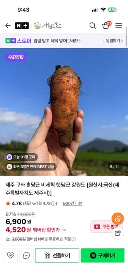 제주도 구좌당근 3kg 중
