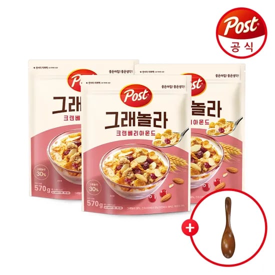 포스트 그래놀라 크랜베리 아몬드 570g 3개 우드스푼