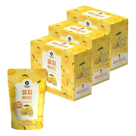맥널티 유자 에이드 190mL 10팩 3개 총 30팩