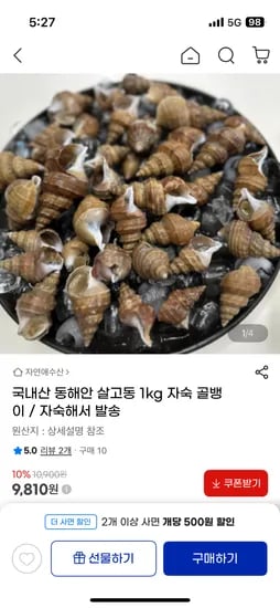 국내산 살고동 자숙 골뱅이 1kg