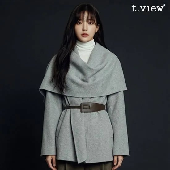 드레이프 벨티드 숄 가디건 벨트세트