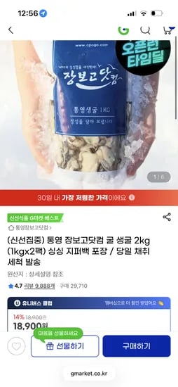 통영 세척 생굴 2kg