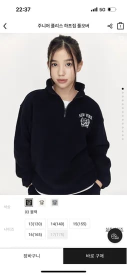 후리스 하프집 풀오버