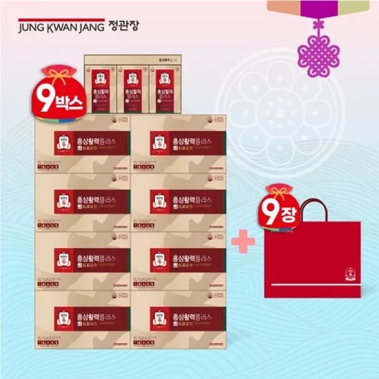 정관장 홍삼활력플러스 9박스 9개월분 쇼핑백 9장