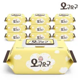 오구오구 아기물티슈 옐로우 대용량 100매 10팩 캡형