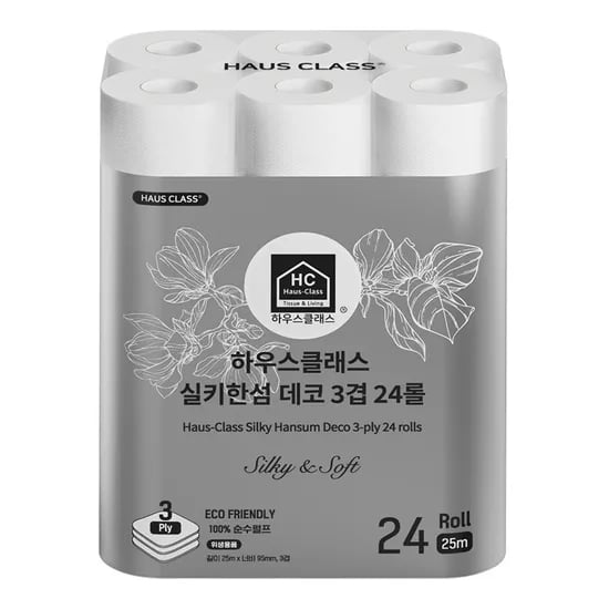 천연펄프 화장지 무형광 3겹 25m 24롤 1팩