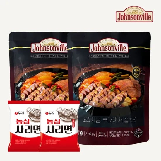 쟌슨빌 오리지널 부대찌개 플러스 2팩 라면사리 2팩