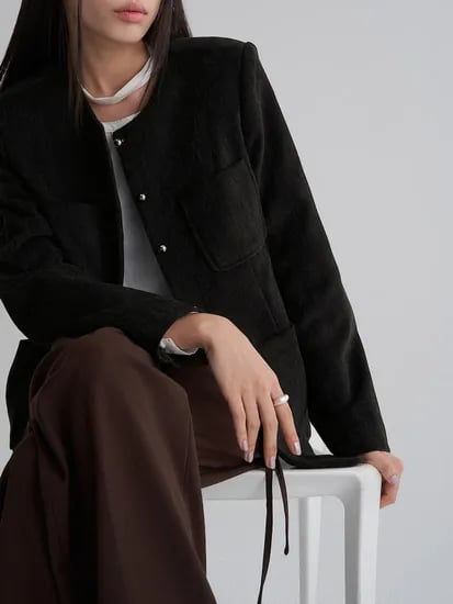 에잇세컨즈 칼라리스 재킷 블랙