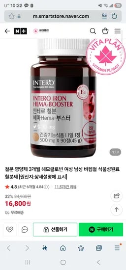 비타플랜 철분제 세달분
