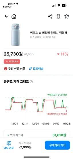 써모스 보온병 350ml 25,730원
