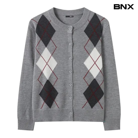 아가일 라운드넥 긴팔 니트 가디건 	17,970원 무배