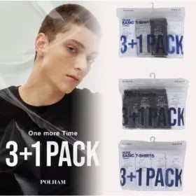 폴햄 남여 기본 무지 반팔티 4장 15,240원 (장 당 3,800원대)
