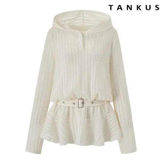 소프트 자가드 믹스 벨티드 후드 가디건 15,930원 무배