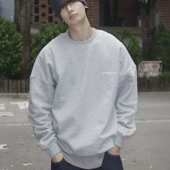 뒷 프린팅 오버핏 기모 맨투맨