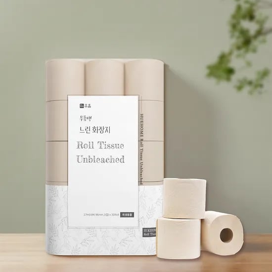 휴홈 느린화장지 무표백 27m 30롤 2개 19,900원
