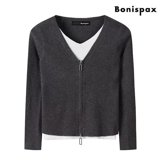 보니스팍스 페이크 레이어드 v넥 투웨이 긴팔니트 17,940원 무배