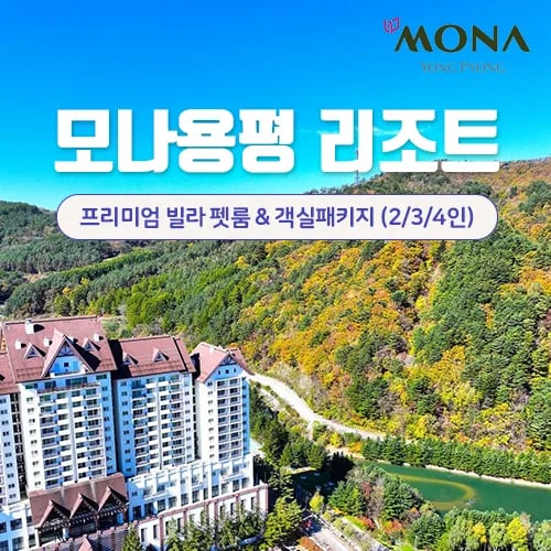 모나 용평리조트 일반객실 조식포함 패키지 또는 펫객실 룸온리 89,340원