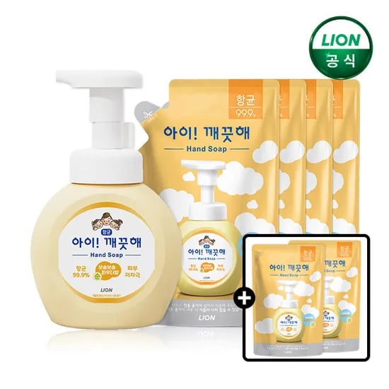 아이깨끗해 핸드워시 250ml 본품 1개+200ml 리필 6개 9900원