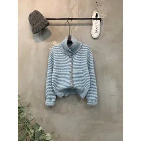 씨샵인더룸 라차 스트라이프 싸개 단추 하이넥 긴팔 니트 가디건 15,920원