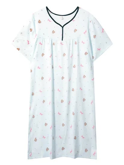 브이넥 반팔 파자마 원피스 15% 쿠폰 적용시 7,565원
