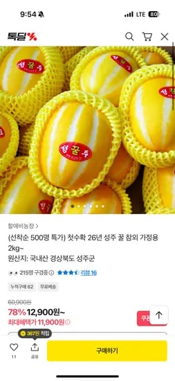 가정용 성주 참외 1kg