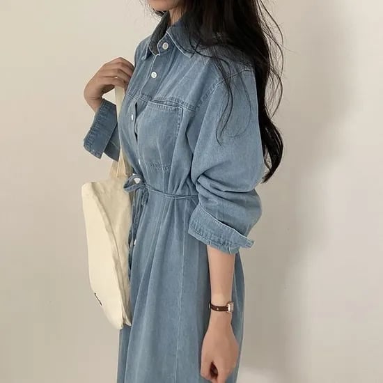 데님 청 원피스